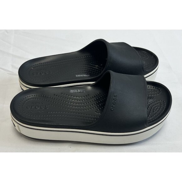 Crocs Platform Slide Sandals Womens Size 8 Black/White Chunky Iconic Comfort 🤍 - Picture 4 of 8